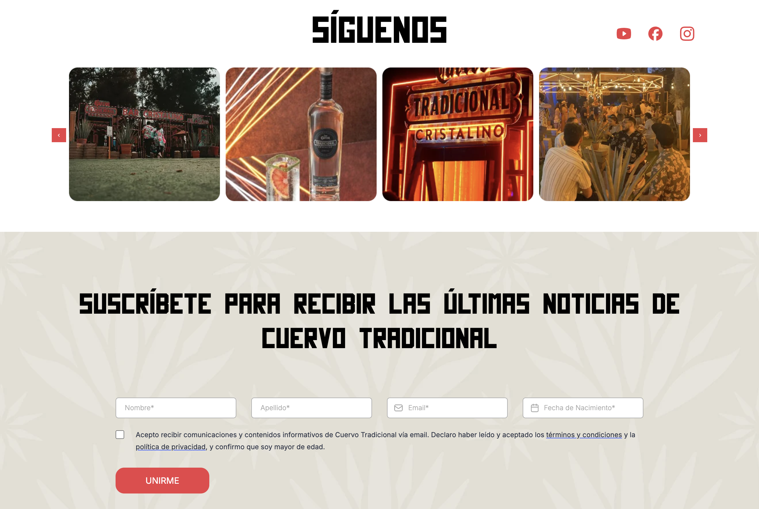 Jose Cuervo Tradicional newsletter signup